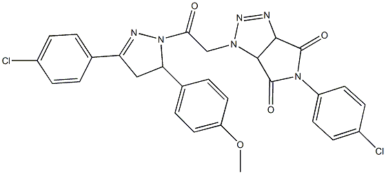 5-(4-chlorophenyl)-1-{2-[3-(4-chlorophenyl)-5-(4-methoxyphenyl)-4,5-dihydro-1H-pyrazol-1-yl]-2-oxoethyl}-3a,6a-dihydropyrrolo[3,4-d][1,2,3]triazole-4,6(1H,5H)-dione,1005178-03-9,结构式