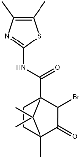 2-bromo-N-(4,5-dimethyl-1,3-thiazol-2-yl)-4,7,7-trimethyl-3-oxobicyclo[2.2.1]heptane-1-carboxamide,1005188-29-3,结构式