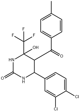 6-(3,4-dichlorophenyl)-4-hydroxy-5-(4-methylbenzoyl)-4-(trifluoromethyl)tetrahydro-2(1H)-pyrimidinone Structure