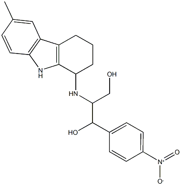 1-{4-nitrophenyl}-2-[(6-methyl-2,3,4,9-tetrahydro-1H-carbazol-1-yl)amino]-1,3-propanediol Structure