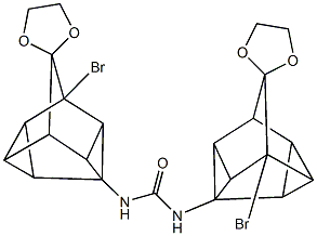 N,N'-bis{spiro(1-bromopentacyclo[3.3.1.0~2,4~.0~3,7~.0~6,8~]nonane-9,2'-[1,3]-dioxolane)-3-yl}urea Struktur