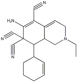6-amino-8-(2-cyclohexen-1-yl)-2-ethyl-2,3,8,8a-tetrahydro-5,7,7(1H)-isoquinolinetricarbonitrile 结构式