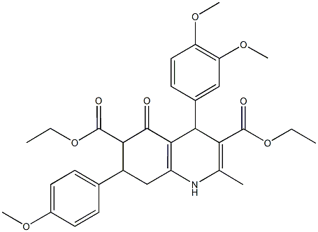 diethyl 4-(3,4-dimethoxyphenyl)-7-(4-methoxyphenyl)-2-methyl-5-oxo-1,4,5,6,7,8-hexahydro-3,6-quinolinedicarboxylate,1005245-11-3,结构式