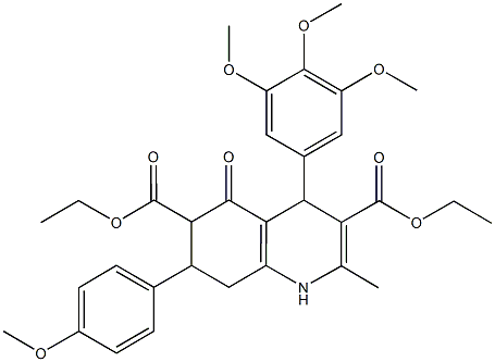 diethyl 7-(4-methoxyphenyl)-2-methyl-5-oxo-4-(3,4,5-trimethoxyphenyl)-1,4,5,6,7,8-hexahydro-3,6-quinolinedicarboxylate 结构式