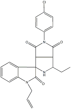 1'-allyl-2-(4-chlorophenyl)-4-ethyl-1',3a,3',4,6,6a-hexahydrospiro(pyrrolo[3,4-c]pyrrole-6,3'-[2'H]-indole)-1,2',3(2H,3aH)-trione Struktur