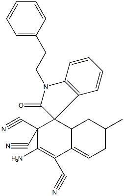 2'-amino-6'-methyl-1-(2-phenylethyl)-1,3,4'a,5',6',7'-hexahydro-2-oxospiro[2H-indole-3,4'-naphthalene]-1',3',3'(4'H)-tricarbonitrile Structure