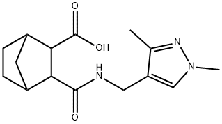 3-({[(1,3-dimethyl-1H-pyrazol-4-yl)methyl]amino}carbonyl)bicyclo[2.2.1]heptane-2-carboxylic acid Struktur