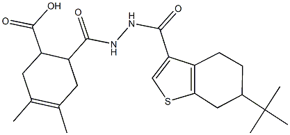 6-({2-[(6-tert-butyl-4,5,6,7-tetrahydro-1-benzothien-3-yl)carbonyl]hydrazino}carbonyl)-3,4-dimethyl-3-cyclohexene-1-carboxylic acid,1005252-36-7,结构式
