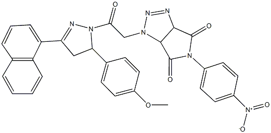 5-{4-nitrophenyl}-1-{2-[5-(4-methoxyphenyl)-3-(1-naphthyl)-4,5-dihydro-1H-pyrazol-1-yl]-2-oxoethyl}-3a,6a-dihydropyrrolo[3,4-d][1,2,3]triazole-4,6(1H,5H)-dione Struktur