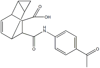 7-[(4-acetylanilino)carbonyl]tricyclo[3.2.2.0~2,4~]non-8-ene-6-carboxylic acid Struktur