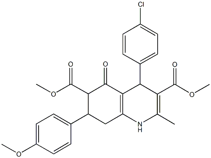 dimethyl 4-(4-chlorophenyl)-7-(4-methoxyphenyl)-2-methyl-5-oxo-1,4,5,6,7,8-hexahydroquinoline-3,6-dicarboxylate 化学構造式