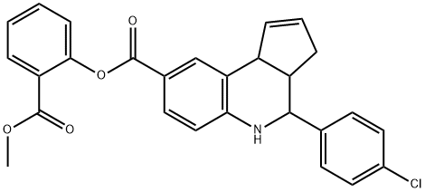 2-(methoxycarbonyl)phenyl 4-(4-chlorophenyl)-3a,4,5,9b-tetrahydro-3H-cyclopenta[c]quinoline-8-carboxylate 化学構造式