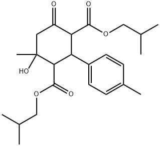 diisobutyl 4-hydroxy-4-methyl-2-(4-methylphenyl)-6-oxo-1,3-cyclohexanedicarboxylate Struktur