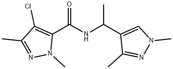 4-chloro-N-[1-(1,3-dimethyl-1H-pyrazol-4-yl)ethyl]-1,3-dimethyl-1H-pyrazole-5-carboxamide,1005554-22-2,结构式