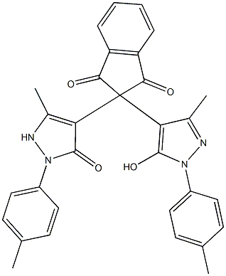 2-[5-hydroxy-3-methyl-1-(4-methylphenyl)-1H-pyrazol-4-yl]-2-[5-methyl-2-(4-methylphenyl)-3-oxo-2,3-dihydro-1H-pyrazol-4-yl]-1H-indene-1,3(2H)-dione Structure