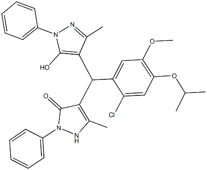 1005626-20-9 4-[(2-chloro-4-isopropoxy-5-methoxyphenyl)(5-hydroxy-3-methyl-1-phenyl-1H-pyrazol-4-yl)methyl]-5-methyl-2-phenyl-1,2-dihydro-3H-pyrazol-3-one