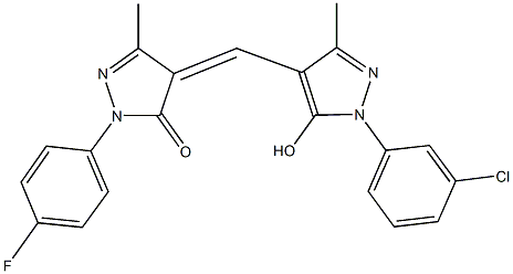 4-{[1-(3-chlorophenyl)-5-hydroxy-3-methyl-1H-pyrazol-4-yl]methylene}-2-(4-fluorophenyl)-5-methyl-2,4-dihydro-3H-pyrazol-3-one Structure