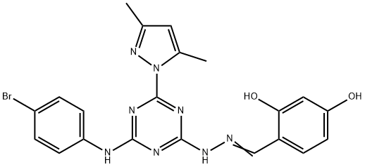 2,4-dihydroxybenzaldehyde [4-(4-bromoanilino)-6-(3,5-dimethyl-1H-pyrazol-1-yl)-1,3,5-triazin-2-yl]hydrazone|