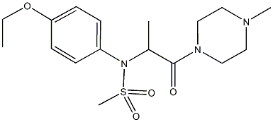 N-(4-ethoxyphenyl)-N-[1-methyl-2-(4-methyl-1-piperazinyl)-2-oxoethyl]methanesulfonamide 化学構造式