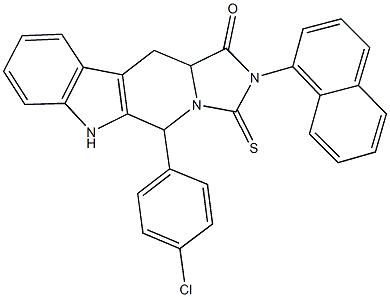 5-(4-chlorophenyl)-2-(1-naphthyl)-3-thioxo-2,3,5,6,11,11a-hexahydro-1H-imidazo[5',1':6,1]pyrido[3,4-b]indol-1-one,1008063-32-8,结构式