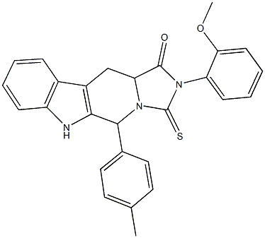 2-(2-methoxyphenyl)-5-(4-methylphenyl)-3-thioxo-2,3,5,6,11,11a-hexahydro-1H-imidazo[5',1':6,1]pyrido[3,4-b]indol-1-one Structure