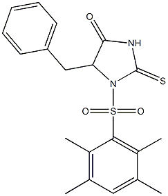 5-benzyl-1-[(2,3,5,6-tetramethylphenyl)sulfonyl]-2-thioxo-4-imidazolidinone Struktur