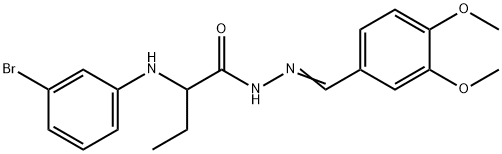 2-(3-bromoanilino)-N'-(3,4-dimethoxybenzylidene)butanohydrazide Struktur