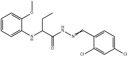 N'-(2,4-dichlorobenzylidene)-2-(2-methoxyanilino)butanohydrazide 化学構造式