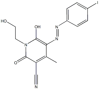 6-hydroxy-1-(2-hydroxyethyl)-5-[(4-iodophenyl)diazenyl]-4-methyl-2-oxo-1,2-dihydro-3-pyridinecarbonitrile 结构式