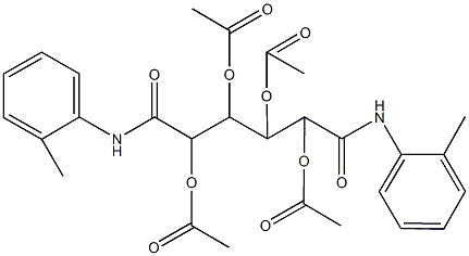 2,3-bis(acetyloxy)-1-[1-(acetyloxy)-2-oxo-2-(2-toluidino)ethyl]-4-oxo-4-(2-toluidino)butyl acetate Struktur