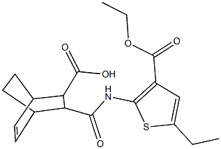 3-({[3-(ethoxycarbonyl)-5-ethyl-2-thienyl]amino}carbonyl)bicyclo[2.2.2]oct-5-ene-2-carboxylic acid Structure