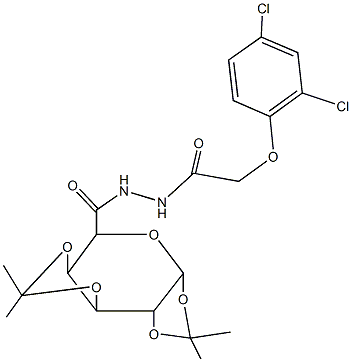 N'-[(2,4-dichlorophenoxy)acetyl]-2,2,7,7-tetramethyltetrahydro-3aH-di[1,3]dioxolo[4,5-b:4,5-d]pyran-5-carbohydrazide Struktur