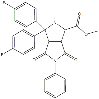 methyl 3,3-bis(4-fluorophenyl)-4,6-dioxo-5-phenyloctahydropyrrolo[3,4-c]pyrrole-1-carboxylate 化学構造式
