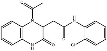 2-(1-acetyl-3-oxo-1,2,3,4-tetrahydro-2-quinoxalinyl)-N-(2-chlorophenyl)acetamide 结构式