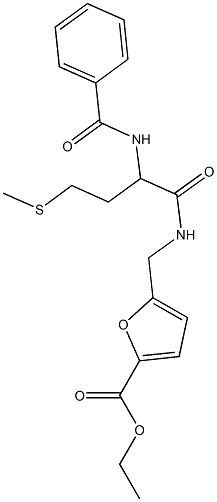 ethyl 5-({[2-(benzoylamino)-4-(methylsulfanyl)butanoyl]amino}methyl)-2-furoate 结构式