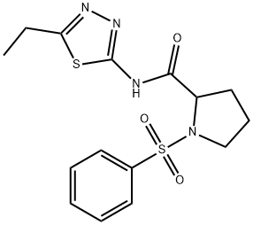 N-(5-ethyl-1,3,4-thiadiazol-2-yl)-1-(phenylsulfonyl)-2-pyrrolidinecarboxamide 化学構造式