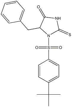 5-benzyl-1-[(4-tert-butylphenyl)sulfonyl]-2-thioxo-4-imidazolidinone Struktur