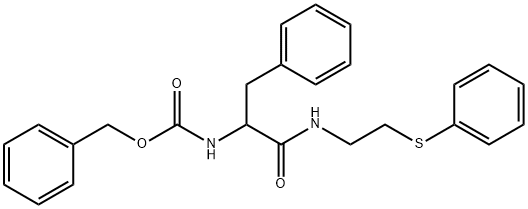 benzyl 1-benzyl-2-oxo-2-{[2-(phenylsulfanyl)ethyl]amino}ethylcarbamate 化学構造式