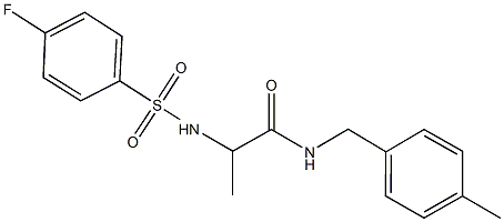 2-{[(4-fluorophenyl)sulfonyl]amino}-N-(4-methylbenzyl)propanamide 化学構造式