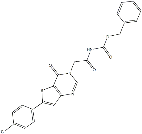 N-benzyl-N'-[(6-(4-chlorophenyl)-4-oxothieno[3,2-d]pyrimidin-3(4H)-yl)acetyl]urea Struktur