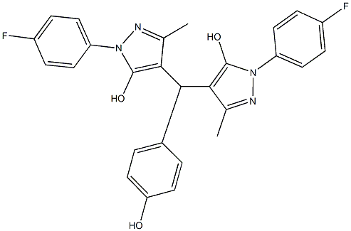 1-(4-fluorophenyl)-4-[[1-(4-fluorophenyl)-5-hydroxy-3-methyl-1H-pyrazol-4-yl](4-hydroxyphenyl)methyl]-3-methyl-1H-pyrazol-5-ol Struktur