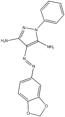 3-amino-4-(1,3-benzodioxol-5-yldiazenyl)-1-phenyl-1H-pyrazol-5-ylamine 结构式