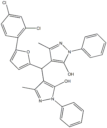 4-[[5-(2,4-dichlorophenyl)-2-furyl](5-hydroxy-3-methyl-1-phenyl-1H-pyrazol-4-yl)methyl]-3-methyl-1-phenyl-1H-pyrazol-5-ol,1015913-78-6,结构式