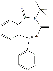 2-tert-butyl-5-phenyl-1,2,4-benzothiadiazepin-3(2H)-one 1-oxide 化学構造式