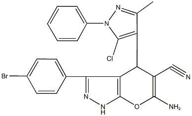 6-amino-3-(4-bromophenyl)-4-(5-chloro-3-methyl-1-phenyl-1H-pyrazol-4-yl)-1,4-dihydropyrano[2,3-c]pyrazole-5-carbonitrile Structure