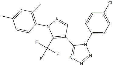 1-(4-chlorophenyl)-5-[1-(2,4-dimethylphenyl)-5-(trifluoromethyl)-1H-pyrazol-4-yl]-1H-tetraazole Structure