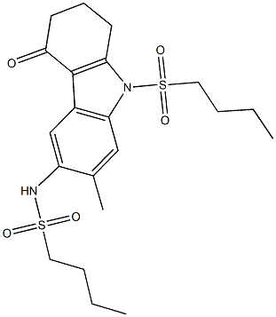 N-[9-(butylsulfonyl)-7-methyl-4-oxo-2,3,4,9-tetrahydro-1H-carbazol-6-yl]-1-butanesulfonamide Struktur