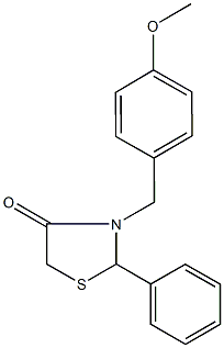 3-(4-methoxybenzyl)-2-phenyl-1,3-thiazolidin-4-one 结构式
