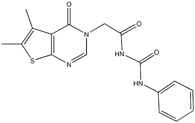 N-[(5,6-dimethyl-4-oxothieno[2,3-d]pyrimidin-3(4H)-yl)acetyl]-N'-phenylurea 结构式