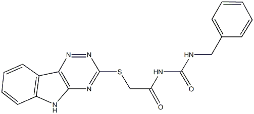 N-benzyl-N'-[(5H-[1,2,4]triazino[5,6-b]indol-3-ylsulfanyl)acetyl]urea Struktur